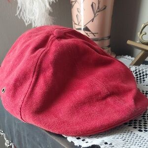 Sm Phillies Newsboy Cap Red With Phillies Logo On The Back Billed Front Signed